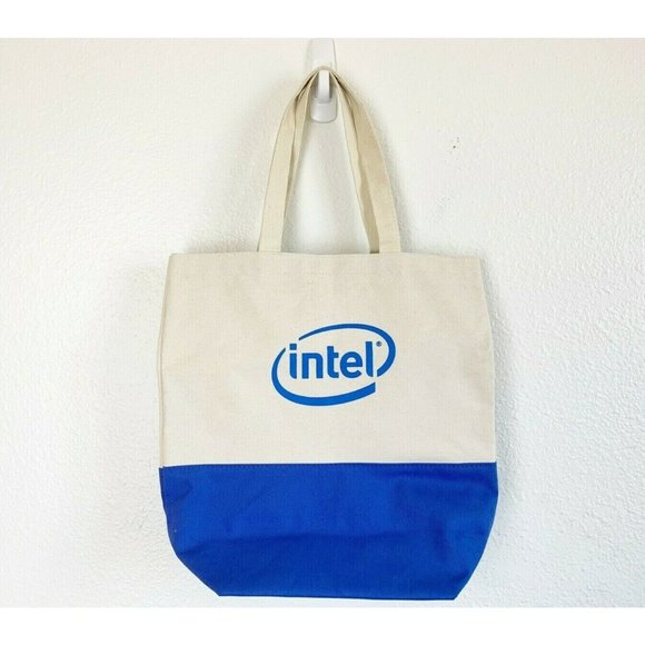 Intel Logo Canvas Bag Blue Ivory Bag Collectibles - Picture 1 of 6